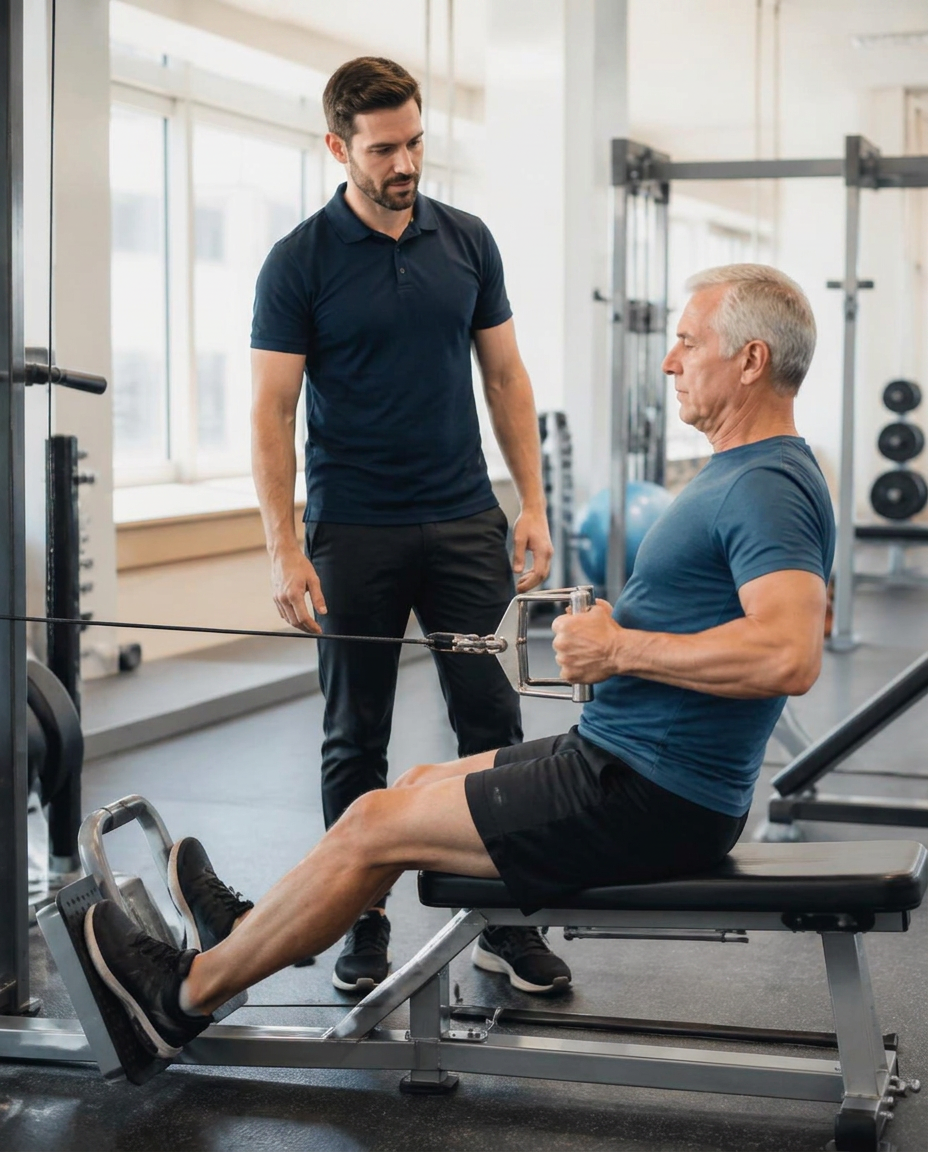 A Practicing Kinesiologist coaching a client through resistance exercise